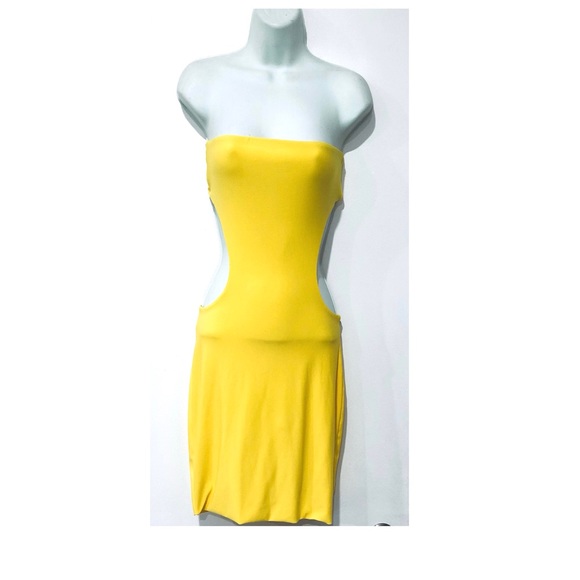 THINK OF ME TUBE MINI DRESS YELLOW.SIZE SMALL - Picture 2 of 7